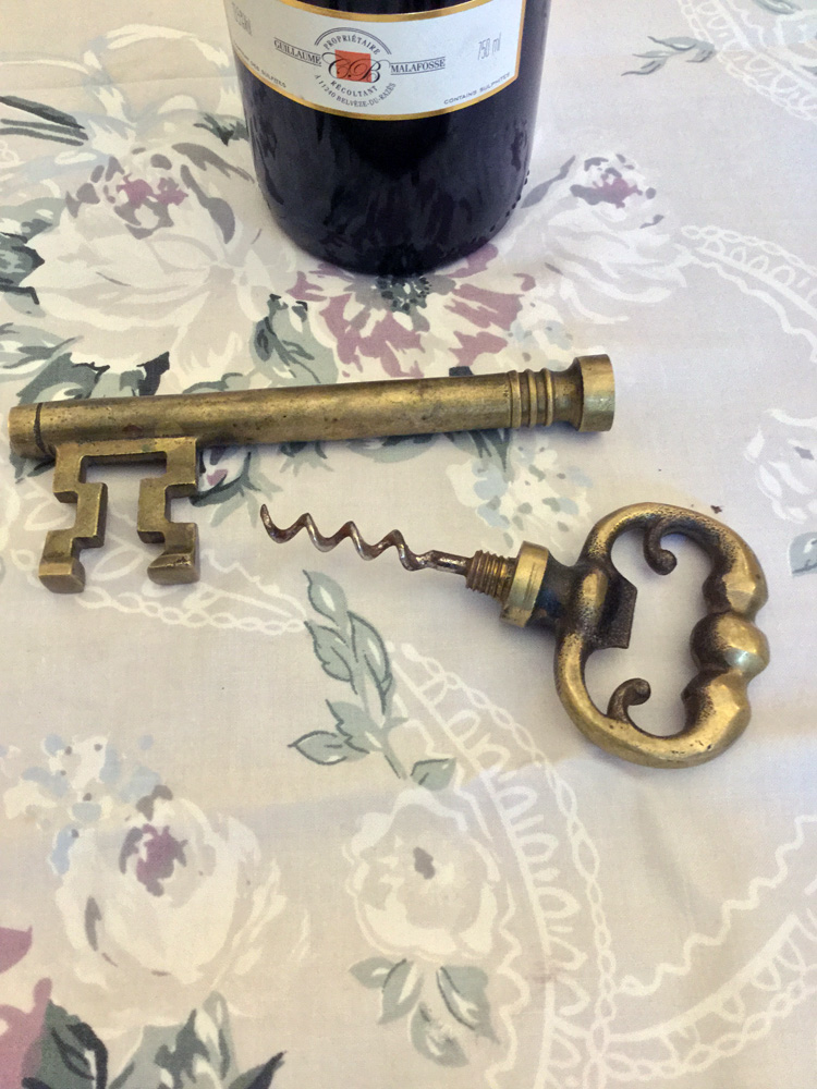 Vintage Brass Skeleton Key Hidden Corkscrew